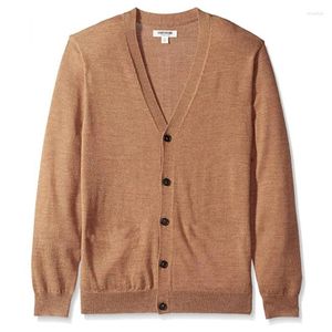 Maglioni da uomo in lana merino abbottonata con scollo a V maglione cardigan leggero a maniche lunghe tenere al caldo all'aperto taglia europea