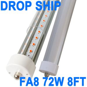 8FT LED Bulbs, Super Bright 72W 7200lm 6500K, T8 T10 T12 LED Tube Lights, FA8 Single Pin T8 LED Lights, Clear Cover, 8 Foot LED Bulbs to Replace Fluorescent Light crestech
