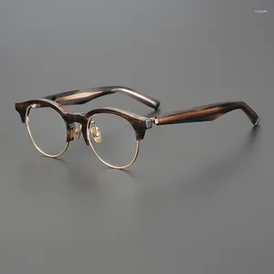 Solglasögon ramar retro ovala glasögon ram mäns och kvinnor ögonbryn linje halv litterär nischdesigner full recept myopia glasse