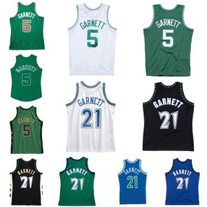 Stitched Basketball jerseys Kevin Garnett #21 #5 1995-96 97-98 03-04 07-08 mesh Hardwoods classic retro jersey Men Women Youth S-6XL