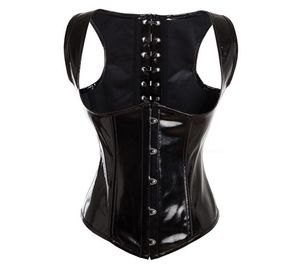 Wet Look Latex PVC Underbust Corset and Bustier Boned Lace Up5366316