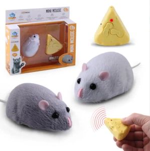 Giocattoli giocattolo per gatti per gatti mouse telecomandato radio elettrica Peluche RC Mouse Toy Hot Flocking Emulation Toys Rat per Cat Dog, Joke