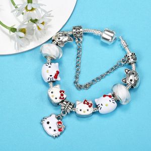 Marca clássica quente diy dos desenhos animados pulseiras estilo bonito para menina pequeno gato frisado pulseira romântico boutique pulseira das crianças designer jóias