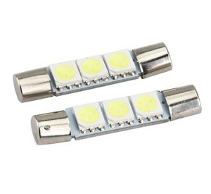 100pcsフラッドフェストゥーンドームT63 28mm 31mm 3 SMD 5050 LED 3SMD電球虚栄心ミラーライトサンバイザーヒューズライトホワイト12V6411575