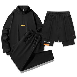 Herrtröjor tröjor Autumn Mens Sports Suit Mens Sports Casual Hoodie and Pants Set Sports Casual Runit Three Piece Set