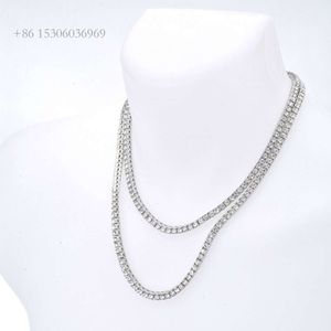 Wuzhou grossistpris S Sterling Sier -halsband med 5A CZ Gemstone White Gold Plated 3mm till 5 mm bredd Tenniskedje smycken