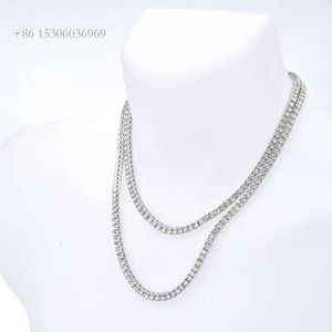 Wuzhou Wholesale Price S Sterling Sier Necklace 5A CZ Gemstoneホワイトゴールドメッキ3mmから5mm幅テニスチェーンジュエリー