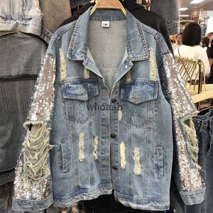 Women's Jackets Streetwear Woman Coat Denim European Style Sequin Spring Jeans Clothes Bling 220815 240301