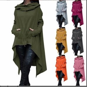 Large size Irregular Long Sleeve Hoodies Jackets Women Fashion Solid Casual Coat Autumn Blouses Sweatshirts Pullover Outwear Jumpe5526600