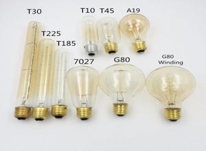 WHOLEANTIQUE 빈티지 40W 220V EDISON BURB E27 백열 전구 다람쥐 Filament Light Bulbt45 G80 T30 T10 T225 T185 A6190981