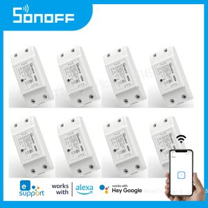 يدفع Sonoff Basic R2 WiFi DIY Smart Switch وحدة التحكم عن بُعد المنزل الذكي عبر تطبيق Ewelink العمل مع Alexa Google Home