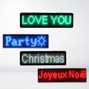 8cm LED Name Badge LED Display Board With CR2032 Battery Scrolling LED Sign Blue Character Supports Multiple Languages Various Functions