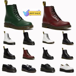 2024 Plataforma Tornozelo Doc Martin Boot Womens Designer Botas Classic OG 1460 Jadon Liso Couro Nappa Mulher Chelsea AirWair Amarelo Stitch Booties Mocassins Sapatos