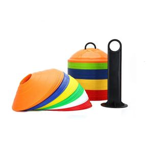 10 pçs conjunto de cone de disco de agilidade multi esporte treinamento espaço cones com suporte de plástico para futebol bola jogo disco 240301