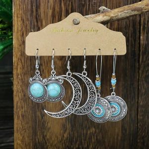 Dangle Earrings Ethinc Flower Moon Drop Set For Women Retro Boho Circle Hollow Design Wing Geometry Leaf Statement Jewelry Gifts