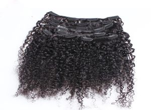 Kinky encaracolado clipe em extensões de cabelo afro-americano clipe em extensões de cabelo humano 100g mongol afro kinky encaracolado clipe ins Hair4883409