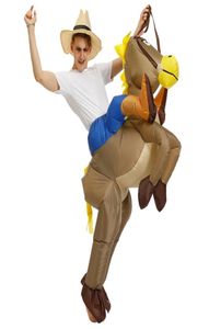 Mascot CostumesInflatable Halloween Costume Wild West Cowboy For Adult Kids Ride On Horse Christmas Purim CostumeMascot doll costu8614498