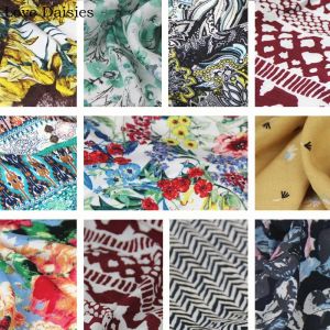 Fabric Sunflower Pastoral Color Flowers Geometric Swan100% Rayon Fabric Thin Smooth Cool Soft for DIY Summer Apparel Home Clothes Dress