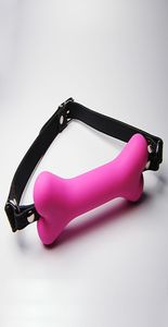 PinkBlack Silicone Bit Gag Dog Bone 2015 New Fetish Mouth Fixation Keep Quite Slave Bondage Sex Toy3224959