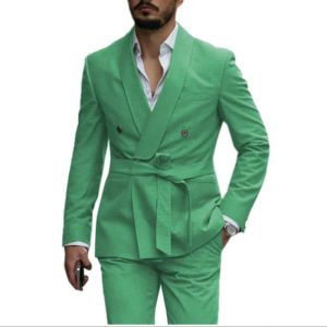 Suits Men's Suit 2 Piece Belt Style Set Groom Best Man Casual Tuxedos For Wedding(Blazer+Pants)