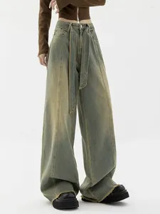 Women's Jeans Vintage Women Fashion Baggy Pants Female Korean Style Jean Trouser Ladies Retro Casual Straight Wide Leg Streetwear