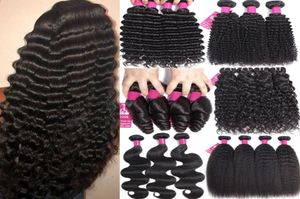 9a mänskliga hårbuntar Deep Wave Kinky Curly Loose Water Wave Body rak 100 obearbetade jungfruliga Brazilain Human Hair Extensions3143584