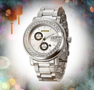 プレミアムメンズレディースビッグダイヤルサイズウォッチ45mm Quartz Molice Male TimeテーブルクロックステンレススチールファブリックバンドSapphire Glass Auto Date Two Eyes Design Watch Gifts