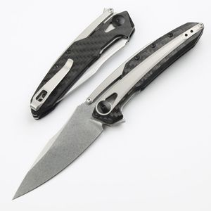 C0990 High End Flipper Folding Knife CPM-20CV Stone Wash Blade CNC Carbon Fiber med rostfritt stål Handelskullager EDC Pocket Knives