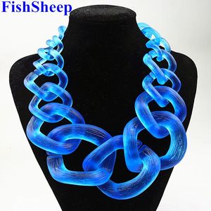 FishSheep Statement Jewelry Big Acrylic Chunky Chain Choker Necklace Vintage Resin Large Long Collar Large Pendants Necklaces 240229