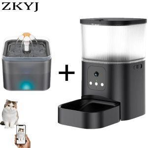 Alimentadores Alimentador inteligente para animais de estimação com câmera Cat Alimentador automático suporta voz e vídeo WIFI Dog Food Feeding Bowl 3L Alimentador inteligente