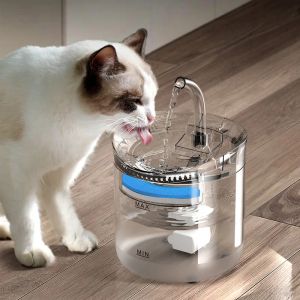 Forniture Fontana d'acqua per gatti Distributore d'acqua per cani Bevitore trasparente Alimentatore per filtro per bere animali domestici alimentato tramite USB Fontana d'acqua con sensore di movimento