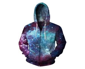 2018 Nya Starry Sky Hooded Sweatshirt Zipper Ytterkläder Galaxy Way 3D Hoodies Kvinnor Män Zip Up Hoodie Tracksuits S3XL5171271
