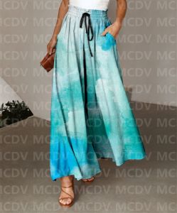 Capris Women's Wide Leg Pants Gradient 3Dプリント女性のカジュアルパンツ8色02