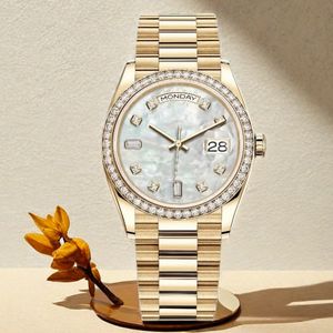 럭셔리 시계 Montre De Luxe Day DATE 날짜 자동 시계 다이아몬드 시계 골드 영구 자동 운동 시계 소녀 904L 스테인리스 스틸 여성 패션 시계