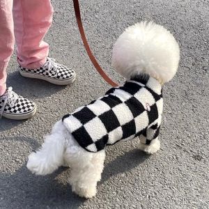 Swates mały pies sweter jesienna zima moda w kratę ubrania zwierzaka śliczna kurtka desinger szczeniak ciepły piżama chihuahua dachshund pudle