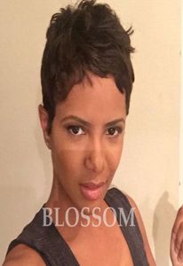 2017 Natural Brasilian Hair Inga spetsar mänskliga korta hår peruker obearbetade mänskliga snitt hår peruker med lugg för svarta kvinnor6005687
