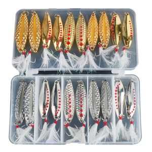 Lures 1020Pcs Fishing Lure Set Metal Spinner Lure Spoon Sequins with Box Fishing Tackle Artificial Hard Bait