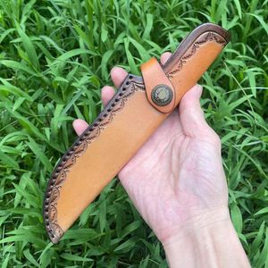 S2270 First layer cowhide knife sheath, Leather Knife Sheath, Straight Knife Holster Knife Blade Cover Belt Knife Case for Hunting, Leisure and Kitchen