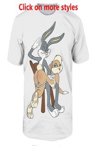 Nova moda casais homens mulheres unissex desenhos animados bugs coelho lola spanking engraçado impressão 3d sem boné casual camiseta camisetas top3004389