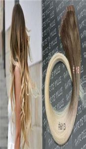Ombre Tape in Haarverlängerungen, Echthaar, 100 g, reines, peruanisches, glattes Remy-Haar, 40 Stück, PU-Hautschuss, Klebeband in Echthaarverlängerungen, col2119635