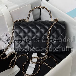 10A Mirror Quality Designer Mini Classic Flap Bag 20cm Womens Luxurys Handle Handbags Genuine Leather Lambskin Black Quilted Purse Shoulder Chain Box Bags