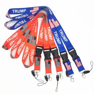 2024 Trump U.S.A 미국의 탈착식 플래그 키 체인 배지 펜던트 파티 선물 Moble Phone Lanyard