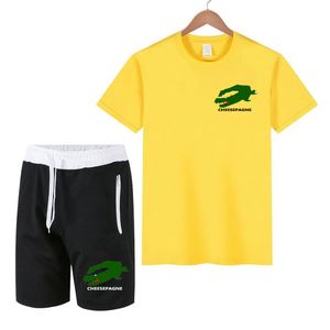 Ny sommar-t-shirt Mäns löst passande sportkläder tryckt kortärmade t-shirt shorts sportbyxor jogga casual herrkläder