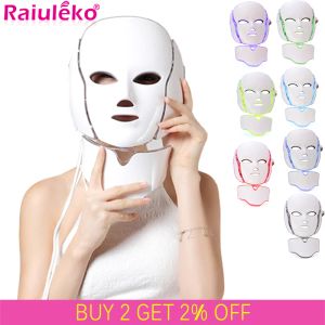 Dispositivo 7 colori Led maschera facciale Photon Therapy Antiacne Rimozione delle rughe Ringiovanimento della pelle Strumenti per la cura della pelle del viso Led Spa Mask Hine