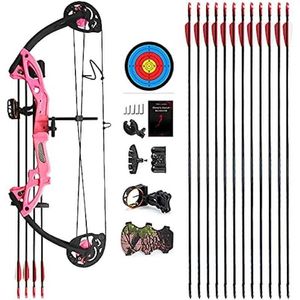 Bow Arrow Compound Bow bågskytte för ungdom och nybörjare Högerhänderna19-28 Drawlängd15-29 lbs Rita vikt 260 fps med bågskytte YQ240301