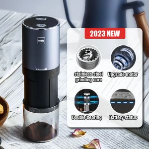 Grinders Electric Coffee Grinder New Upgrade Mini Portable Coffee Bean Grinder USB Charge Stainless Steel Espresso Spice Mill Grinders