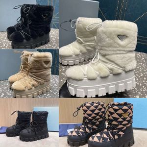 mens designer boots Letter Dr Snow Boot Nylon Moonlith Boot Martin Plaque Ankle Ski Boot Slip Round Luxury Designer Lace Up Shoes