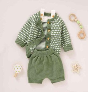 아기 옷 세트 니트 신생아 여자 소년 스웨터 조끼 짧은 패션 점 유아용 의류 정장 긴 소매 의상 A4536691