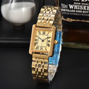 Luxury Womens Tank Watch Square Watches Diamond Premium Quartz Movement rostfritt stål armband safir glas vattentäta kvinnor armbandsur #gd645