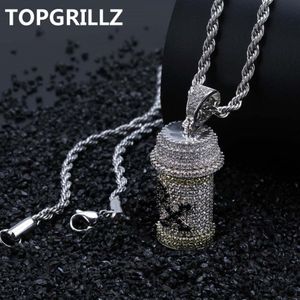 TOPGRILLZ Hip Hop Detachable Medicine Bottle Pendant Necklace Men's Jewelry Gold Silver Color Cubic Zircon Necklaces Gifts287o